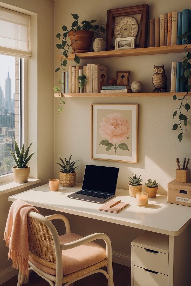 🌿 Cozy Neutral Home Office Decor Ideas | Minimal Workspace Inspiration